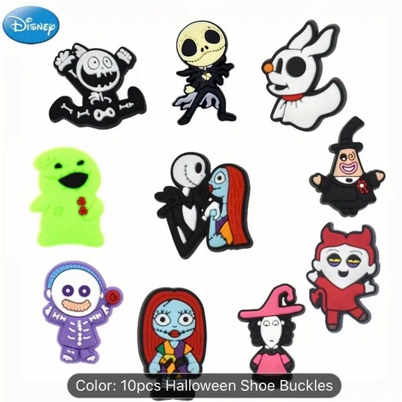 Disney Nightmare Before Christmas & Halloween Shoe Charms - 10pcs Set - Picture 1 of 3
